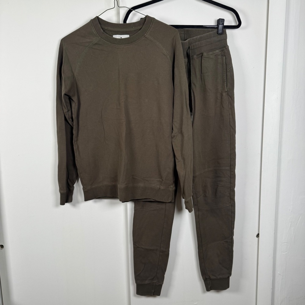 American Tall French Terry Crewneck Sweatshirt and Joggers Set Fern Green M XT